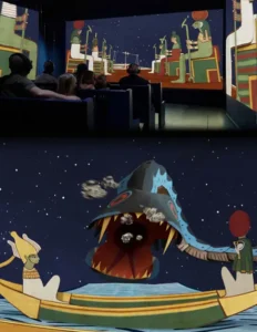 Animation til virtuel rutsjebane i udstillingen 'Besat af Livet’ på Moesgaard Museum.